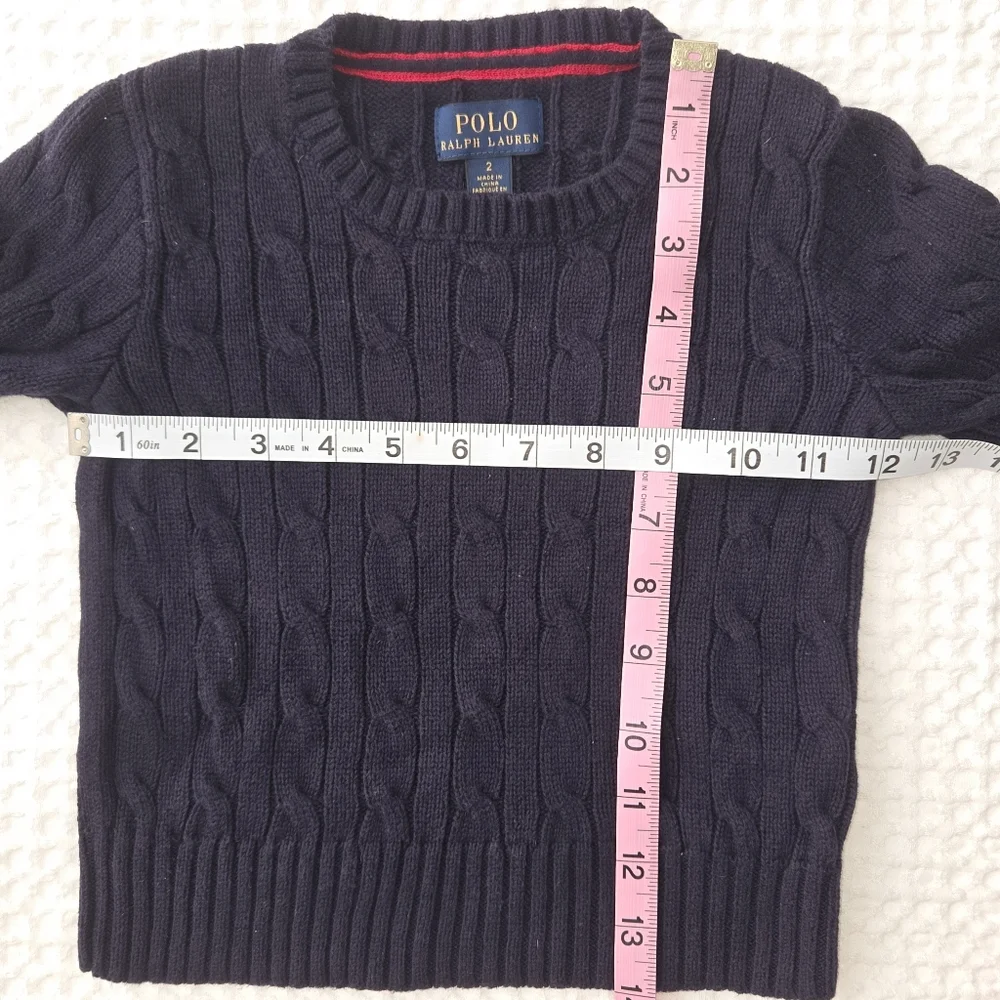 Polo Ralph Lauren Navy Blue Toddler Cable-Knit Cotton Sweater Size 2